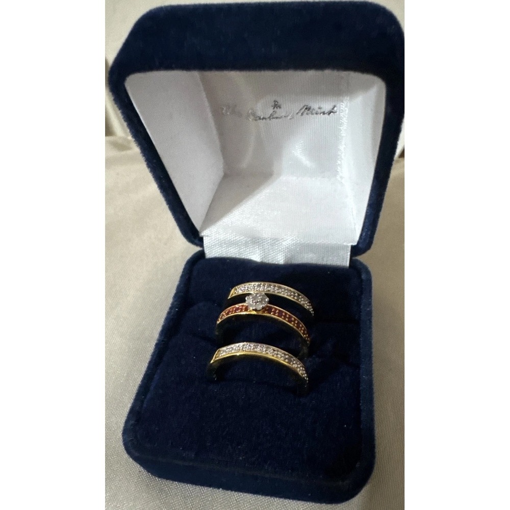 Danbury Mint Women's Gold rings Sz 7 Engraved 14 Ct Gold Mocha/white Diamonds